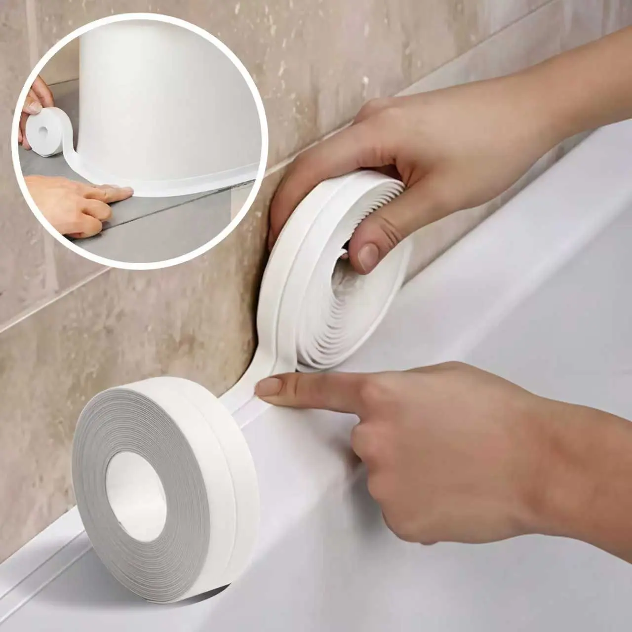 1 piece kitchen and bathroom Strong Adhesive Waterproof tape, sink and toilet waterproof tape, easy to cut, suitable for use in home decorations during Halloween and Christmas events, Adhesive Waterproof Tape