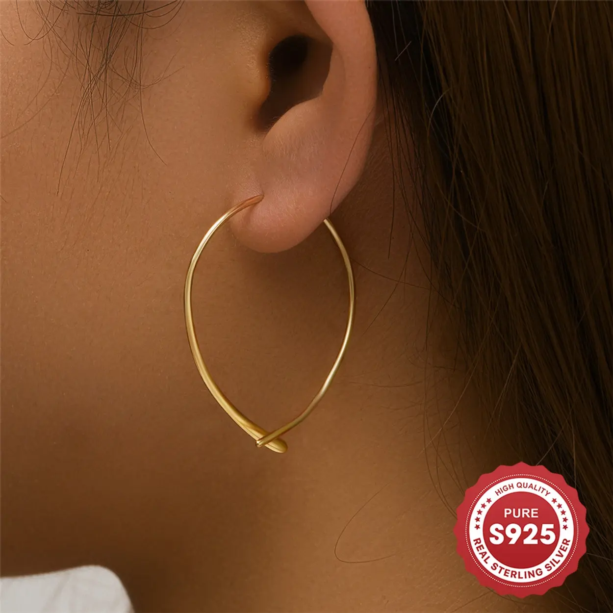 A Pair of S925 Silver Earrings, Round and Smooth Large Hoop Earrings, Exaggerated High-quality Earrings, Suitable for Summer Vacation Travel, Holiday Parties, Daily Wear, jewelry gift silver  chains big  huggie  earrings