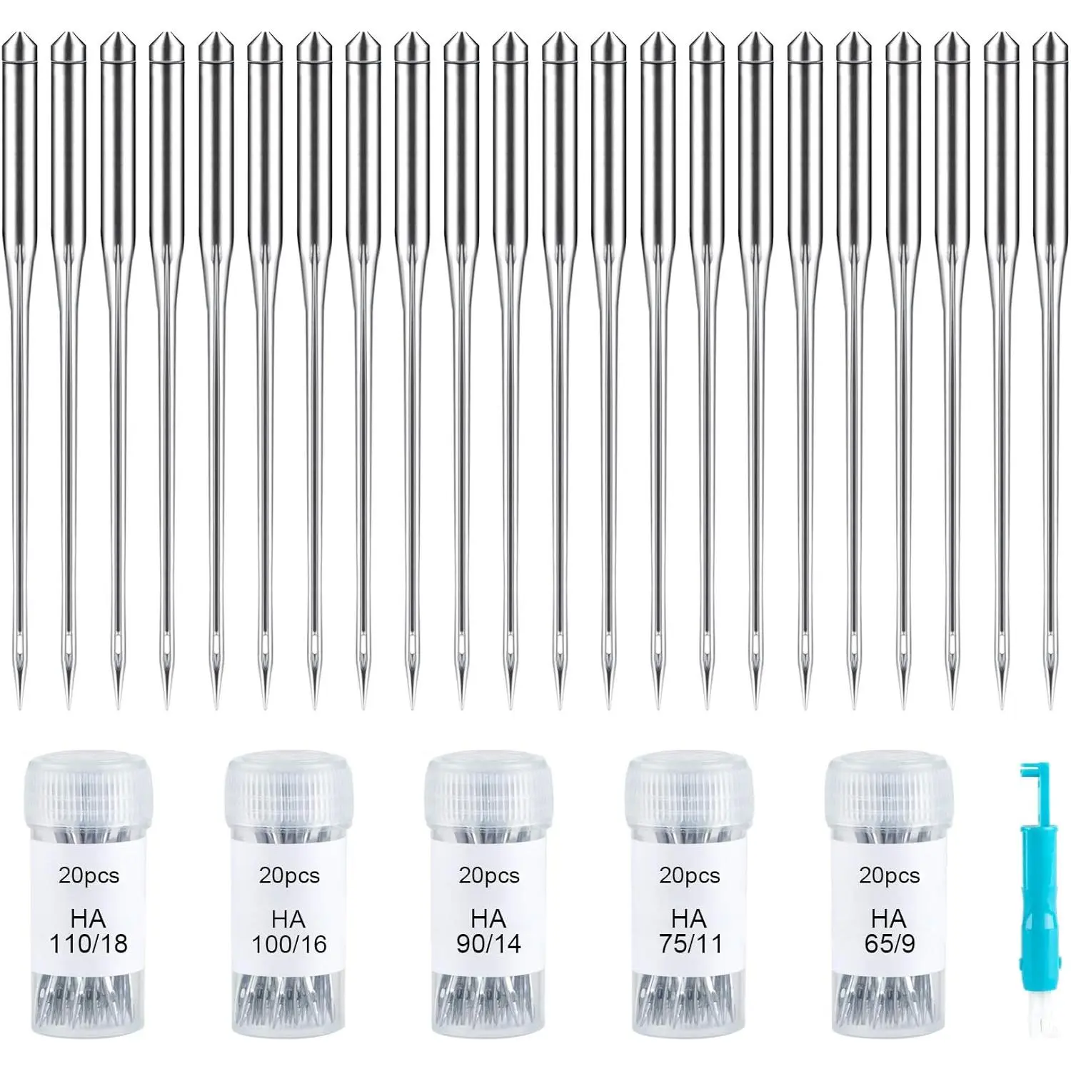 100 count Sewing Machine  Universal Regular Point  for Singer Brother, Assorted Sizes HAX1 65/9, 75/11, 90/14, 100/16, 110/18 (Durable,Universal)