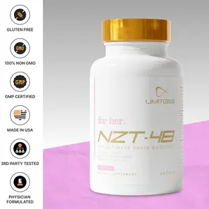NZT-48 for Her: Lion's Mane Ultimate Brain Booster by Limitless - Ashwagandha Supplement for Mindfulness, Focus, and Zen Energy (30 Capsules)