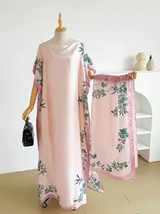 Elegant Geometric Print Cape Shawl Set for Women, Lightweight Summer Wrap with Long Scarf, Fashionable and Breathable, All-Season Wear