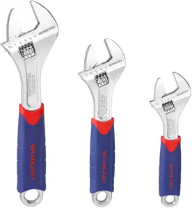 #SpringGlowUp WORKPRO 3-Pack Adjustable Wrench Set CR-V with Rubberized Anti-Slip Grips 10-inch, 8-inch, 6-inch