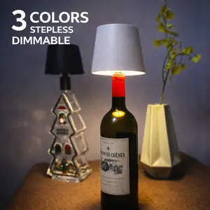 Wireless LED Bottle Lamp – Rechargeable 3-Color Touch Dimmable Bottle Light for Wine & Liquor Bottles, Cordless Night Light Kit