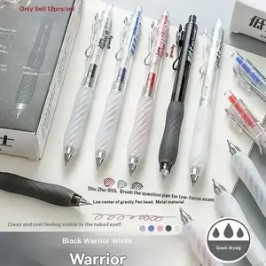 12pcs Low Center of Gravity Click Pen Silicone Case Dual Ball Cs Quick-Dry Exam Pen Student Signature Pen Smooth Writing Pens