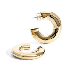 Emma Hammered Open Hoop Earrings Gold