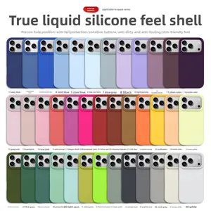 Apple large-hole liquid silicone case without logo is suitable for Apple 11 Pro Max, fashionable phone case, popular phone case for Apple 15 Plus, new 17 series solid color trendy protective case