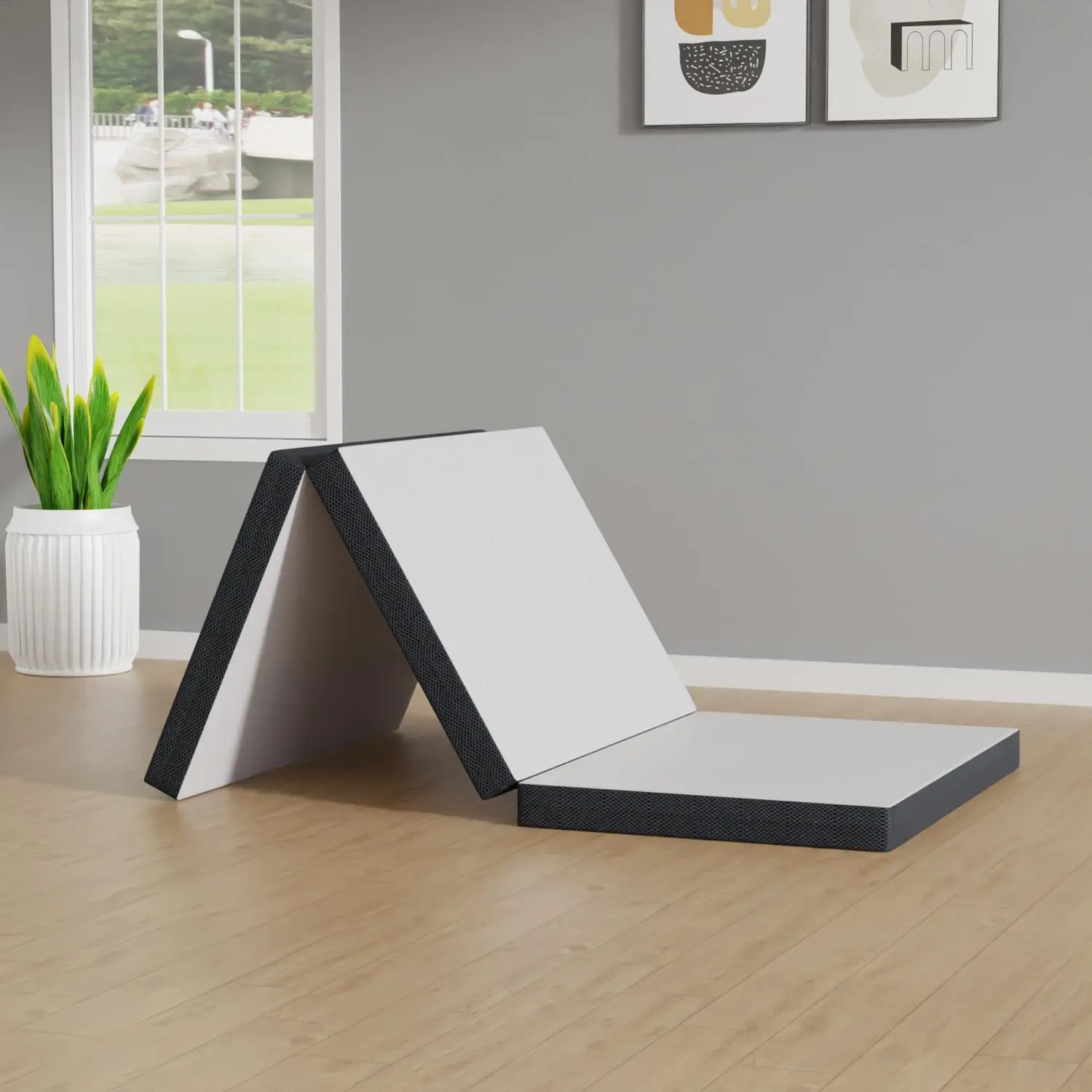 3″Tri-Fold Memory Foam Mattress - Portable Floor Mat w/ Washable Cover | CertiPUR-US Certified for Travel, Camping, Yoga (Single/Twin/Twin XL/Full/Queen)