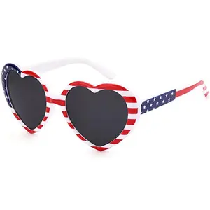 Heart Sunglasses for Women Men American Flag USA 4th of July Accessories Stars and Stripes Patriotic Party Favors Independence Day Eyewear Oversized Trendy Love Shaped Sunglasses Fashion Sun Glasses