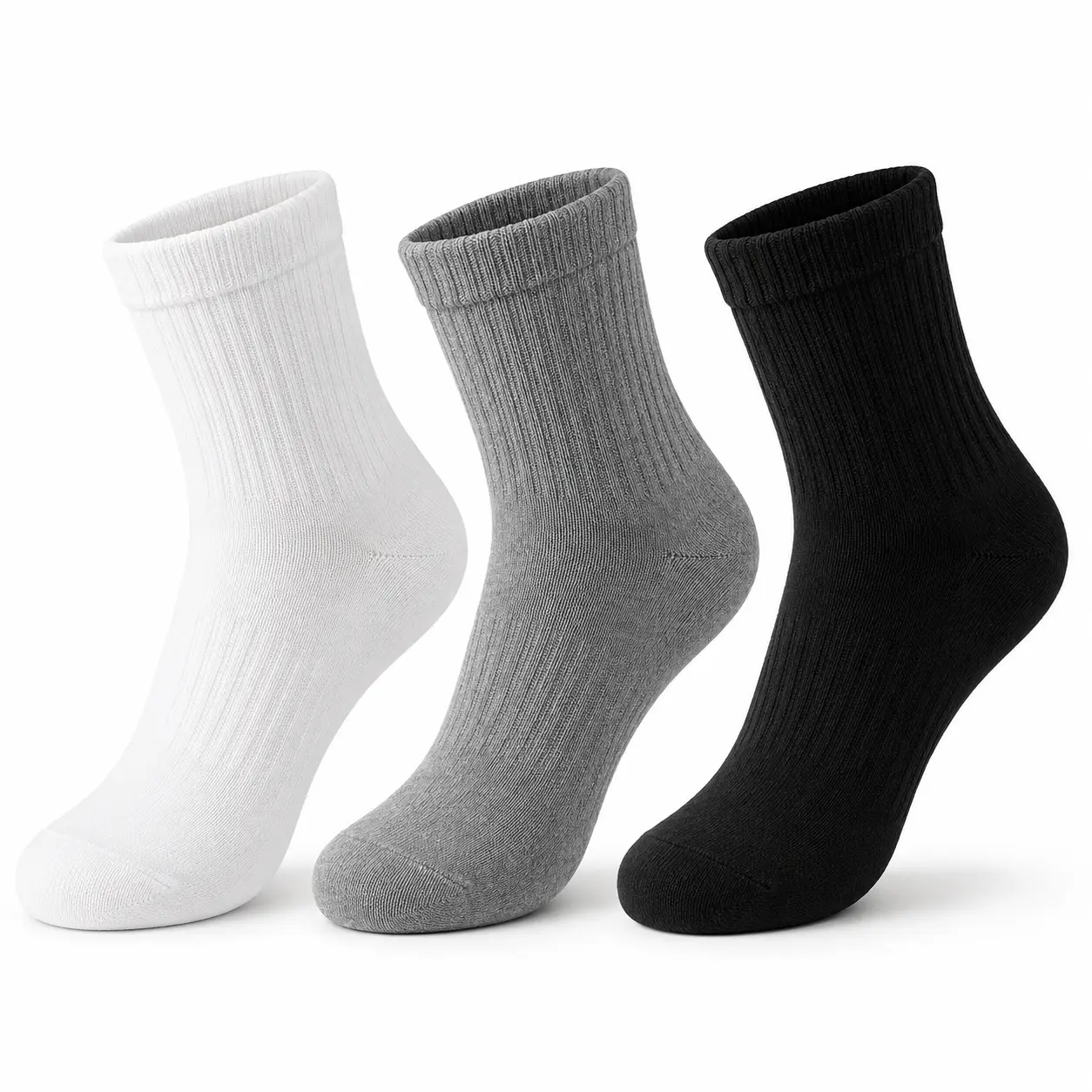 7 Pairs Cotton Crew Socks, Soft Breathable Athletic Socks