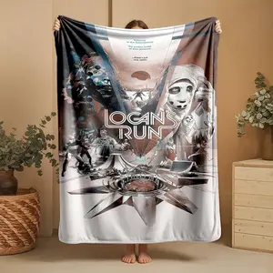 1 piece Classic poster of the sci-fi movie "Logan's Run" themed flannel blanket - Modern design flannel blanket, suitable for sofas and beds, all-season use, super soft and comfortable, digital printing, 100% polyester material, machine washable