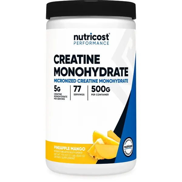 Nutricost High-Quality Creatine Monohydrate Powder - 500G Pineapple Mango Flavor, Dietary Supplement for Workout & Fitness Support