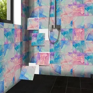 Marble Pattern Self-adhesive Tile Sticker, Marble Backsplash Wallpaper, Decorative Wall Sticker, 8 Counts/set Waterproof & Oil-proof Tile Sticker, DIY Removable Tile Sticker for Kitchen & Bathroom