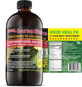 Amenazel Organic Soursop Bitters 16 fl oz - 21 Selected Herbs & Roots for Digestive Health & Holistic Well-being