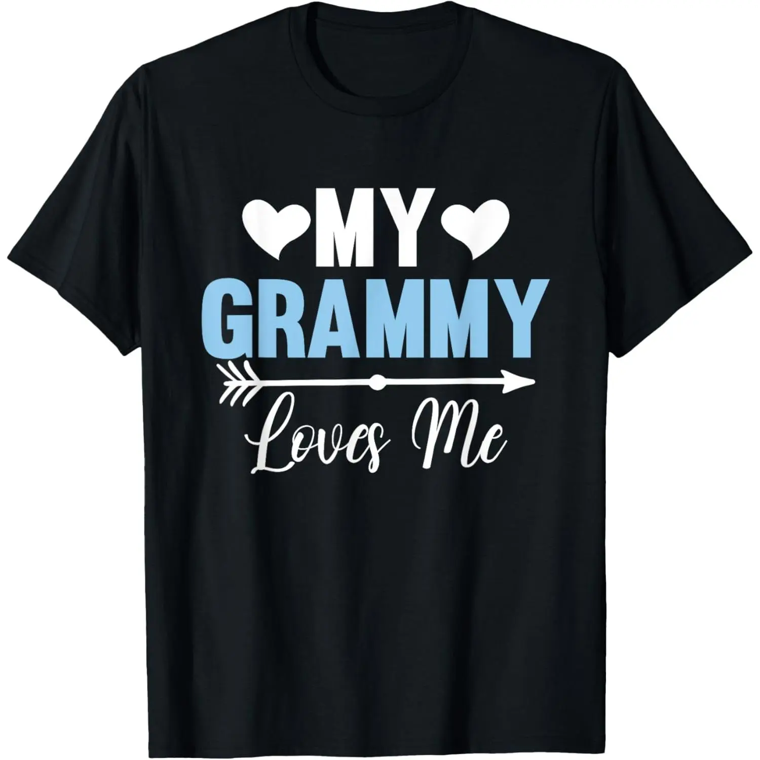 My Grammy Loves Me T-Shirt for Men, Short Sleeve Graphic Print 100% Cotton Top, Grandchild Mother's Day Gift, Made in USA, Tshirt, Shortsleeve, Basic, Casual, Everyday, Straight Cut, Round Neck