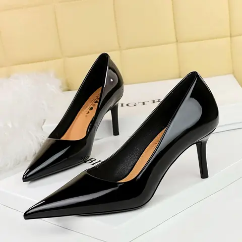 Women's Elegant Solid Color Pointed Toe High Heel Shoes, Fashionable Slip on Shoes for Party, Daily Clothing Decor for Women & Girls, Elegant Heeled Shoes