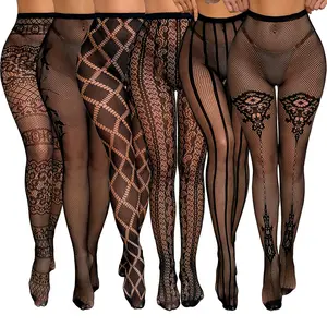 6 Pack Black Fishnet Stockings Women High Waisted Suspender Tights Sexy Mesh Pantyhose Y2K Aesthetic Outfit 2026