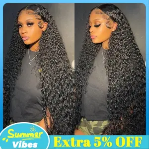 Bling Hair Human Hair Wig Deep Wave 13x4 13x6 Transparent HD Lace Frontal Wig for Women Pre Plucked Brazilian 4x4 Lace Closure Wig Curly 30 Inches 180% Natural Hairline #SummerVibes