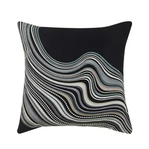 Parallel Black Square Decorative Throw Pillow 18" x 18"