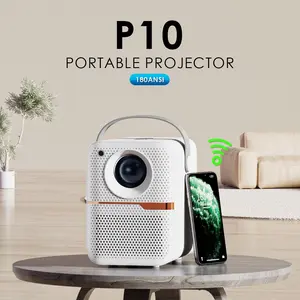 Home Entertainment Mini Projector Hongtop P10, Compatible with 4K Decoding, Electronic Trapezoidal Correction, Low Noise Design, HDMI Input Included