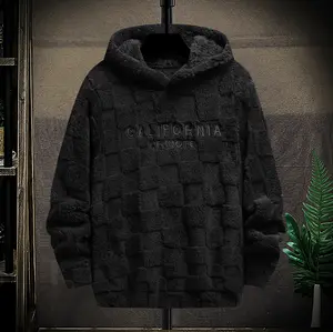 Men's Casual Simple Outdoor Pullover Sweater, Fleece Lined Warm Knitwear, Regular Fit Long Sleeve Top for Fall & Winter Sweatshirts Fuzzy Embroidery Menswear Fabric Hoodie