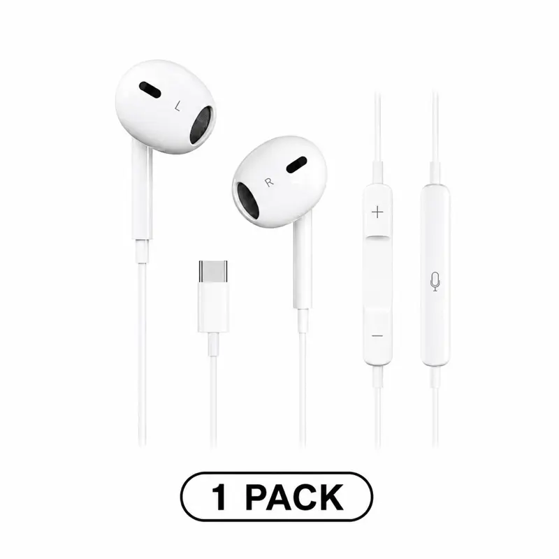USB C Headphones for iPhone 17/16/15 Pro Max Plus Type C Earbuds with Microphone & Remote Noise Cancelling Earphones for iPhone 17/16/15 Pro, iPad,Galaxy S25/S24/S23/S22/S21/S20/Ultra Note 10/20 MFi Certified Wired iPhone Earphone usb-c headphone