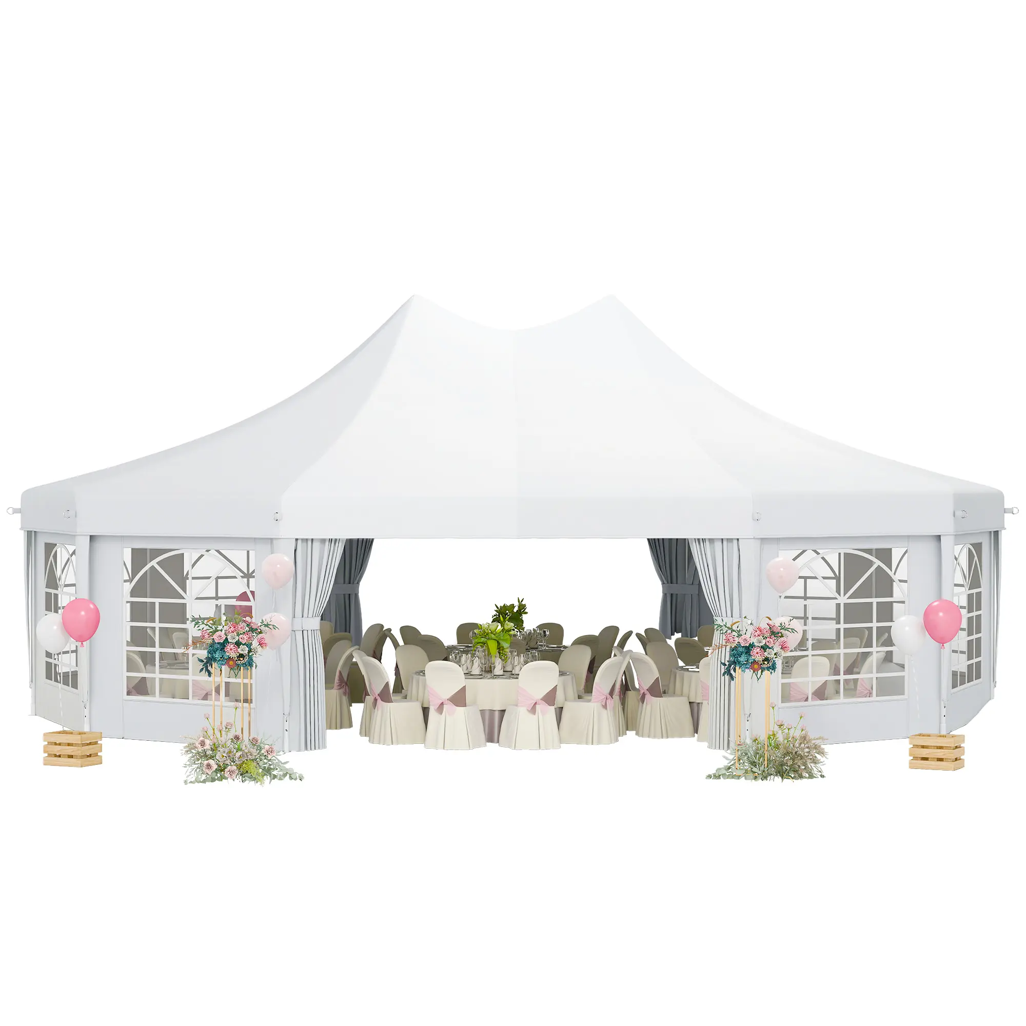 Outsunny 29 x 21 ft Party Tent, Wedding Tent with Sidewalls, Heavy Duty Event Tent with 2 Doors and 8 Windows, Outdoor Gazebo Tent for Party, White