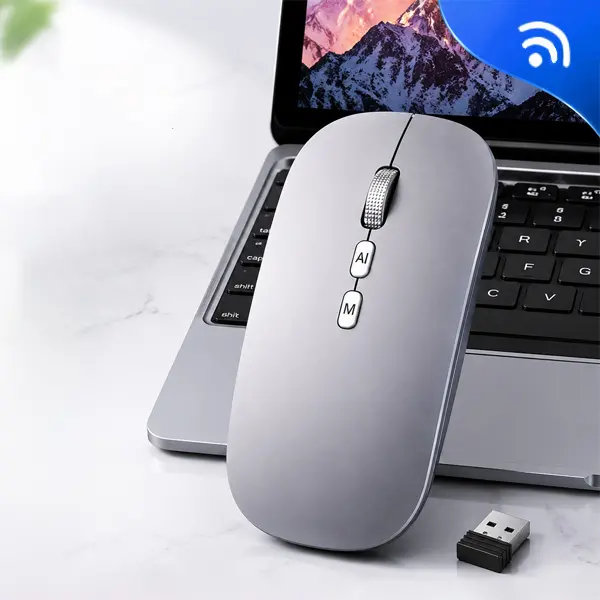 Smart Wireless Mouse, 2.4G+ Dual Bluetooth, Voice Typing, Dialect speaking typing, Screenshot word translation,120 Languages, Translation Bluetooth 3-modeconnection, Type-C charging