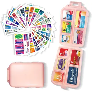 Pill Organizer with Medicine Labels 161 Labels Travel Daily Pill Container Mini Medication Organizer Storage Pill Organizer Travel Essentials Pill Case 7 Day