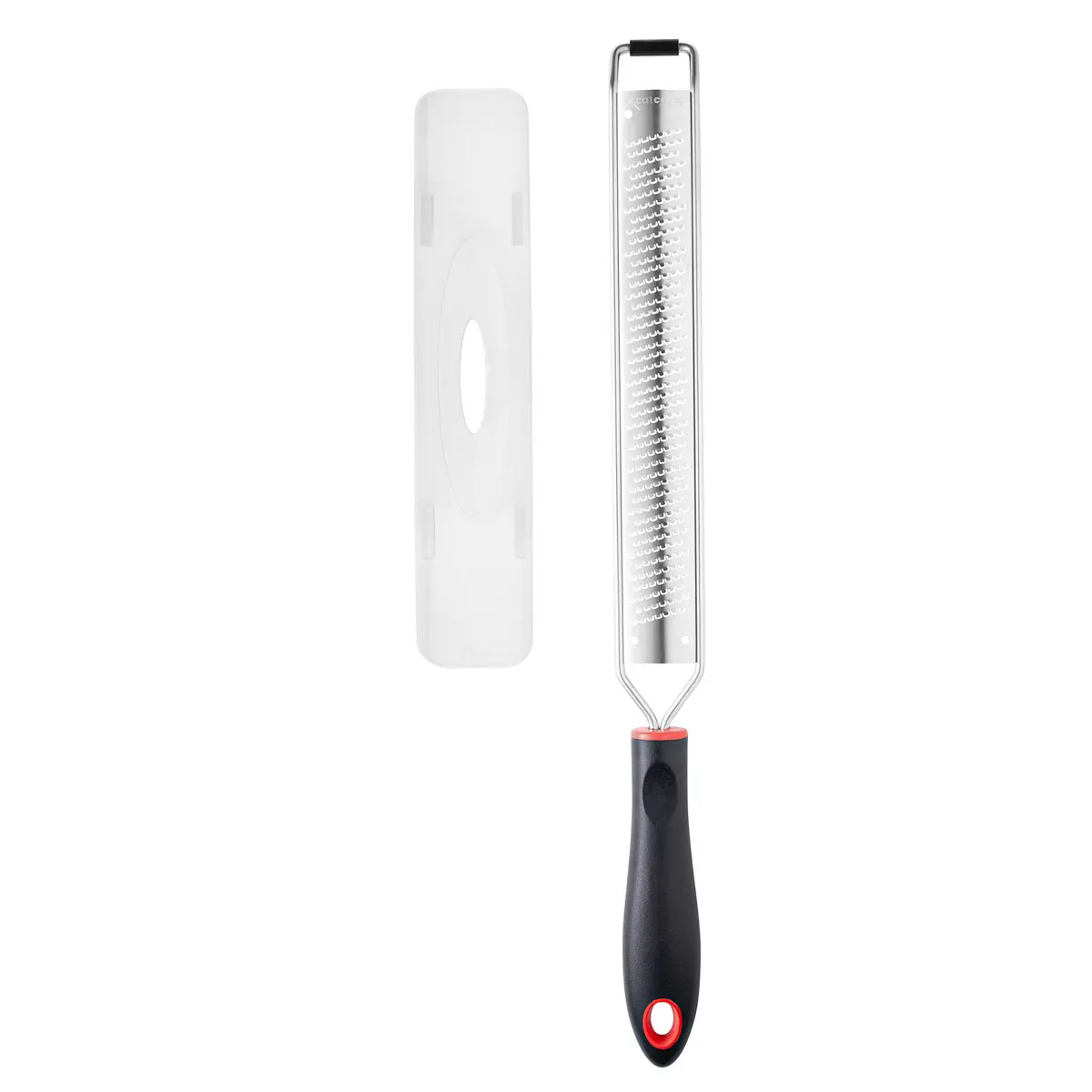 CatCora Fine Etched Grater Zester with Safety Cover, Professional 18/8 Stainless Steel Blade For Grating, Zesting, and Garnishing, Ergonomic Soft-Grip Handle