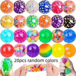 20 Mini Stress Balls, Diameter 1.3 Inches, Soft Squeezeable Decompression Squeeze Sensory Hand Toys, Classroom Prizes, Party Favors, Mixed Colors