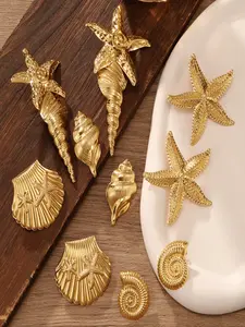 5-Piece Ocean-Inspired Earrings Set - Unisex Alloy Conch, Starfish & Sea Shell Design for Casual Fashion & Vacation Gifts