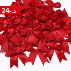 24pcs Vibrant Satin Ribbon Bowknots, Beautiful Ring Gift Wrapping, Handmade Crafts, Birthday, Wedding and Party Decorations, Perfect Holiday Gifts, Party Gift Packs