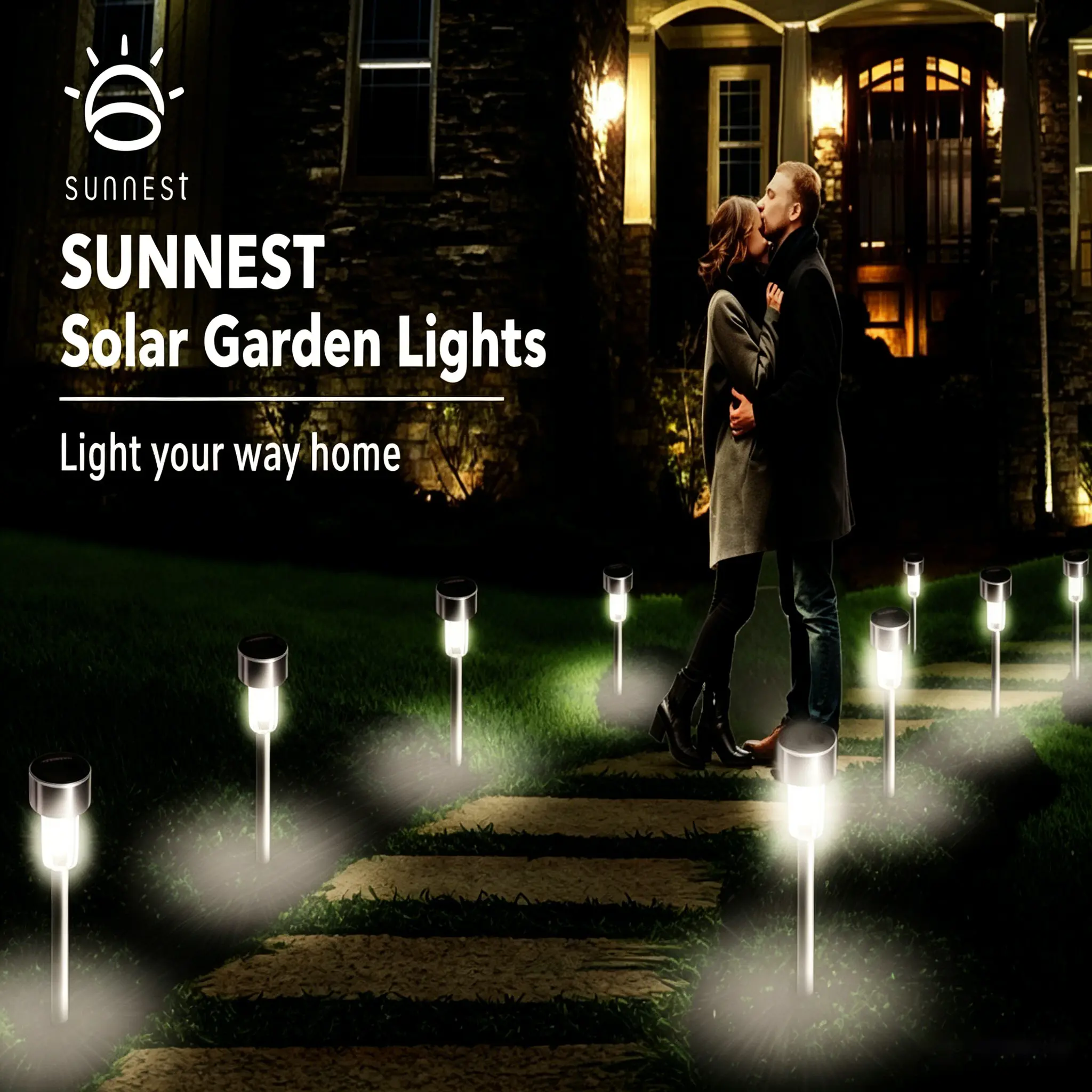 Solar Powered Pathway Lights - Wireless Waterproof Outdoor Garden Lights for Yard Patio Landscape Walkway Driveway Lawn, Super Easy Installation No Electricity Bill, Long Lasting Solar Charging Warm Glow All Night Lighting