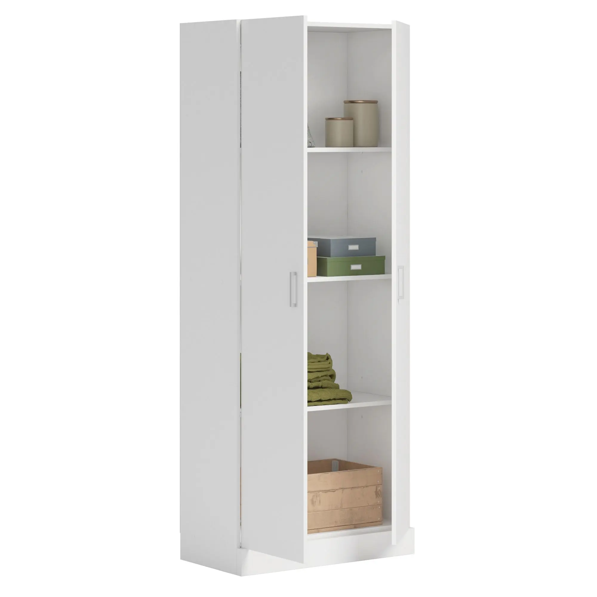 Sauder Wood Contemporary Storage Cabinet with Adjustable Shelves, Hidden Storage for Kitchen, Living Room
