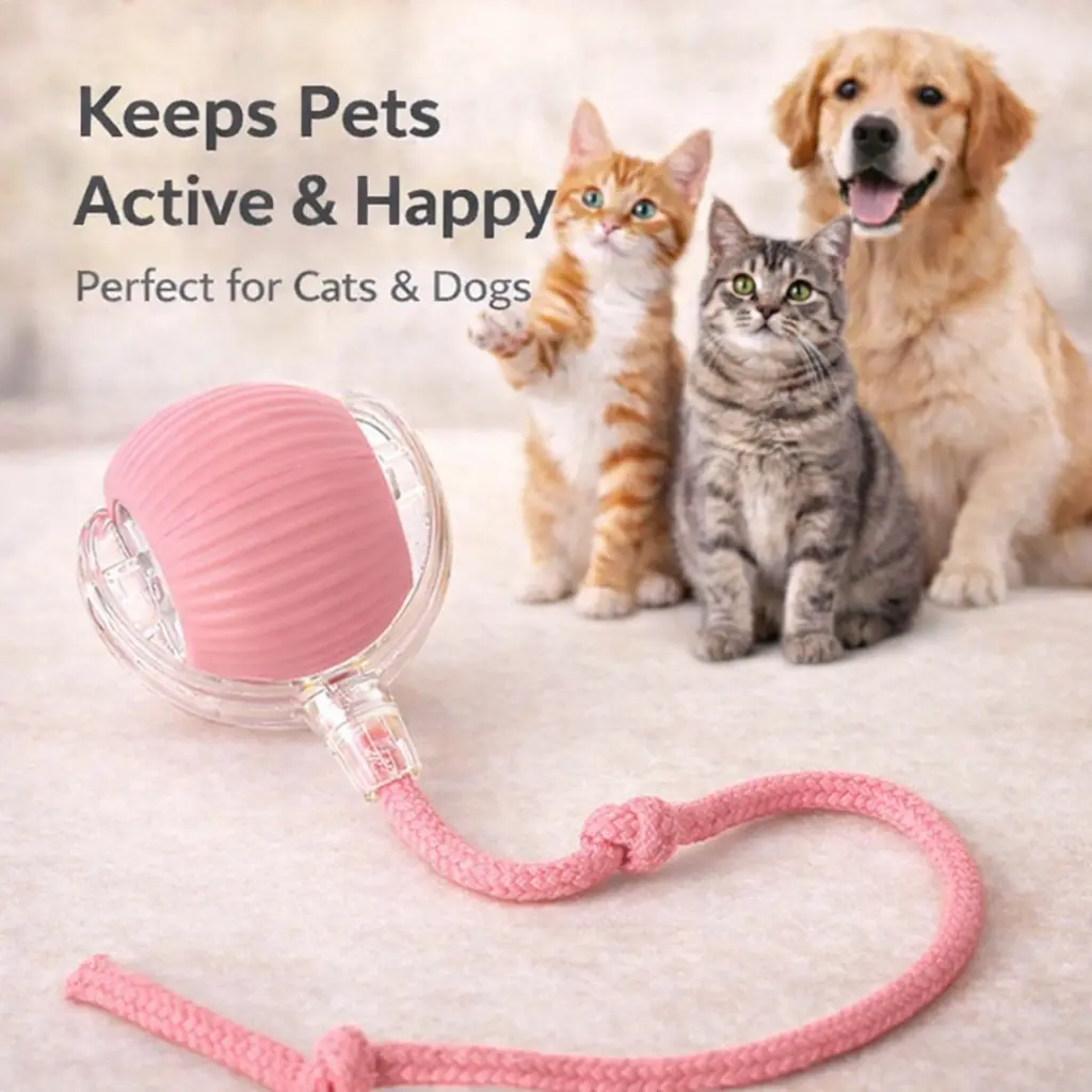 Smart Interactive Dog Toy Ball, Automatic Moving Pet Ball with USB Rechargeable Design, Bite-Resistant Interactive Toy for Dogs & Cats, Rolling Motion Ball for Indoor Play, Exercise & Mental Stimulation, Durable Automatic Pet Toy for Puppies