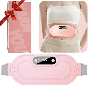 2026Valentine's Day Gift  Portable Cordless Menstrual Heating Pad with 3 Heat Levels & 4 Massage Modes Electric Waist Belt for Back Pain Relief Gifts for Women Girls Pink