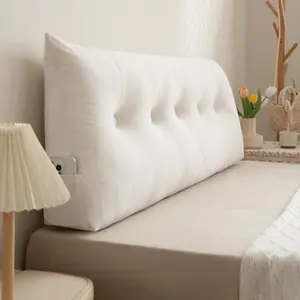 BEKRVIO Headboard Wedge Pillow Large Dorm Bed Bolster Cushion Daybed Pillows Rest Soft Velvet Fabric PP Cotton Filling Multifunctional for All Beds