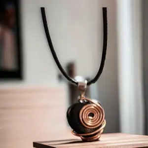 Obsidian Copper Wire Wrapped Heart Pendant