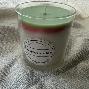 Scented Essentials Watermelon Scented Candle with Layered Green and Red Wax for Aromatic Home Fragrance