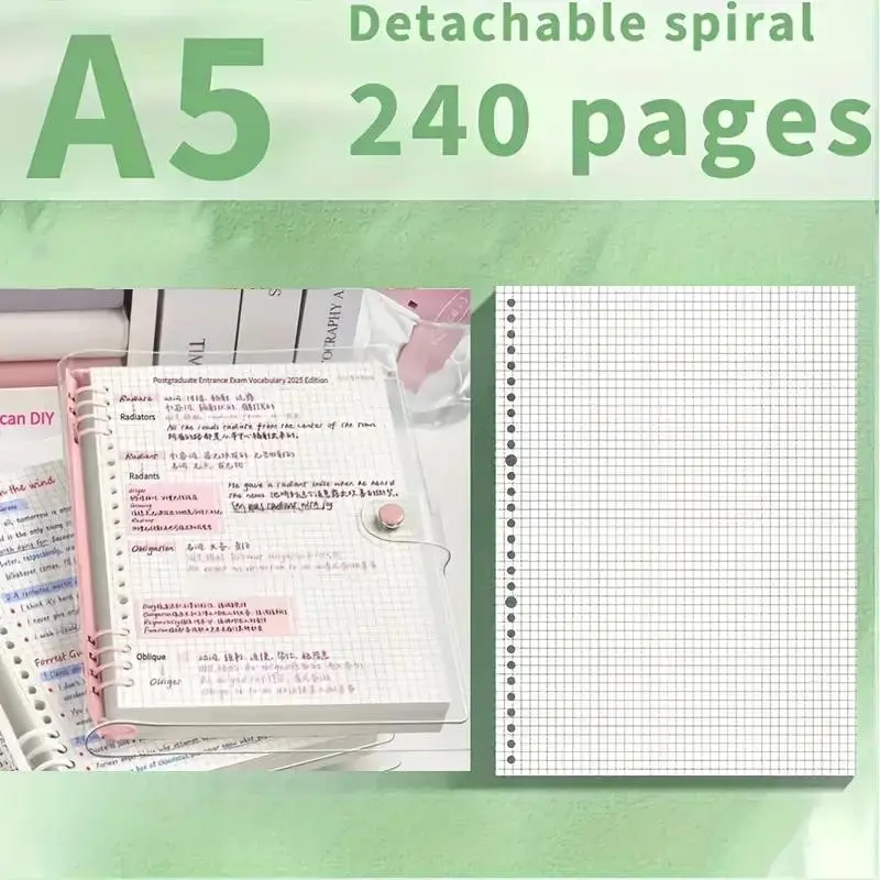3color [Waterproof Loose-Leaf Notebook] Waterproof and moisture-proof 240-page A5 PVC transparent loose-leaf notebook | Replaceable and reusable loose-leaf cover, suitable for daily writing, office work and study Notebook Refillable