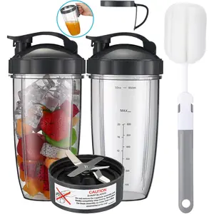 For Nutribullet Blender Cups &  Replacement Set 32oz Huge Cup with 2 Flip-Top To-Go Lid and 1 Lid Ring Handle &  Extractor  Compatible with NutriBullet 600w/900w Blender