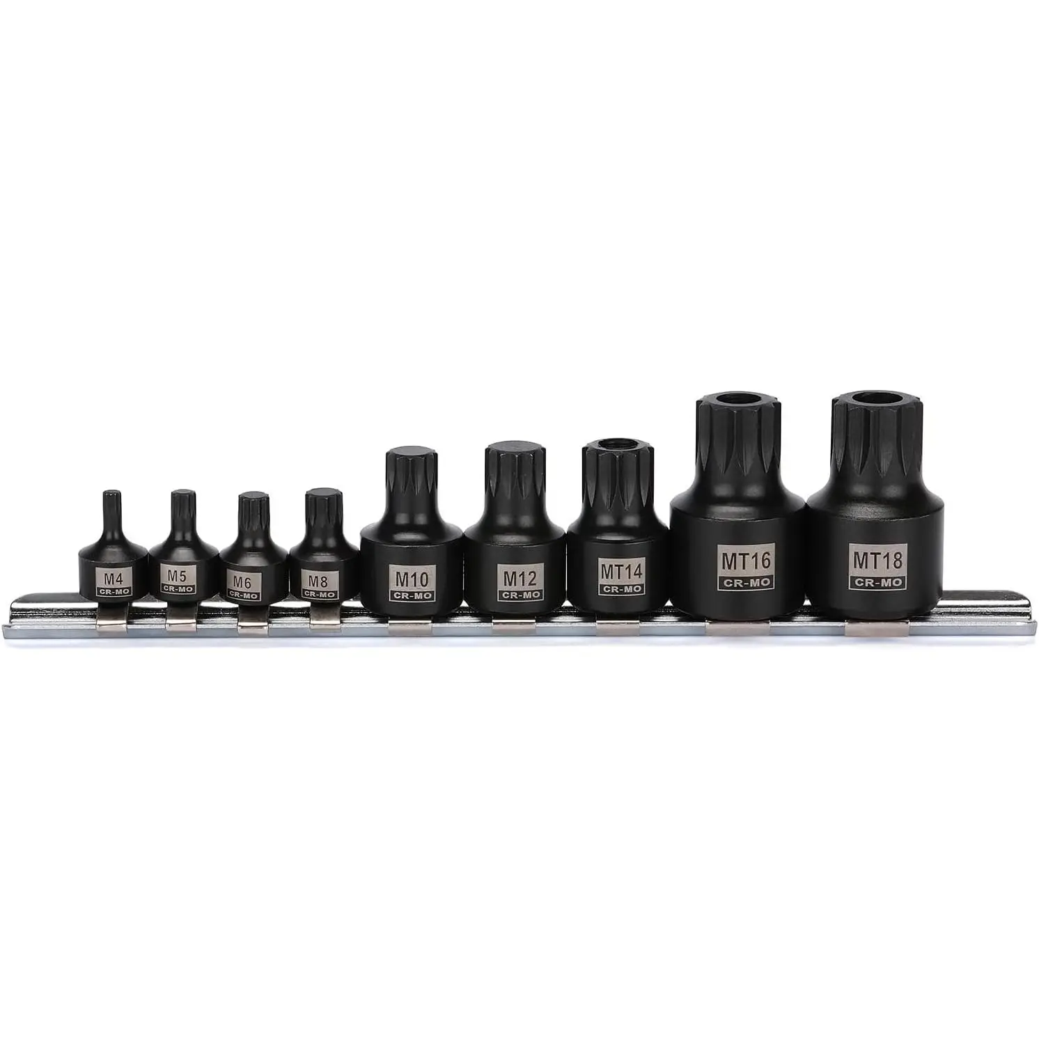 9 count Low Profile Impact Triple Square Bit Socket Set, CR-MO, 1/4", 3/8" and 1/2" Drive, 9 count Stubby Triple Square Bit Sockets, M4 - M12, MT14 - MT18