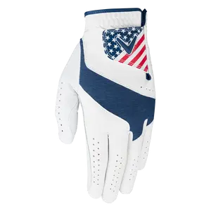 Callaway Golf Men's Team USA Fusion Golf Glove in White/Navy/Red | Size: Cadet Large