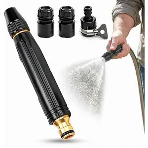 High-pressure washer aluminum alloy copper-plated nozzle kit with connector, direct spray gun, powerful water flow, three spray modes, multi-functional water spray gun, suitable for cleaning yards, pets and cars, Car Wash Sprayer
