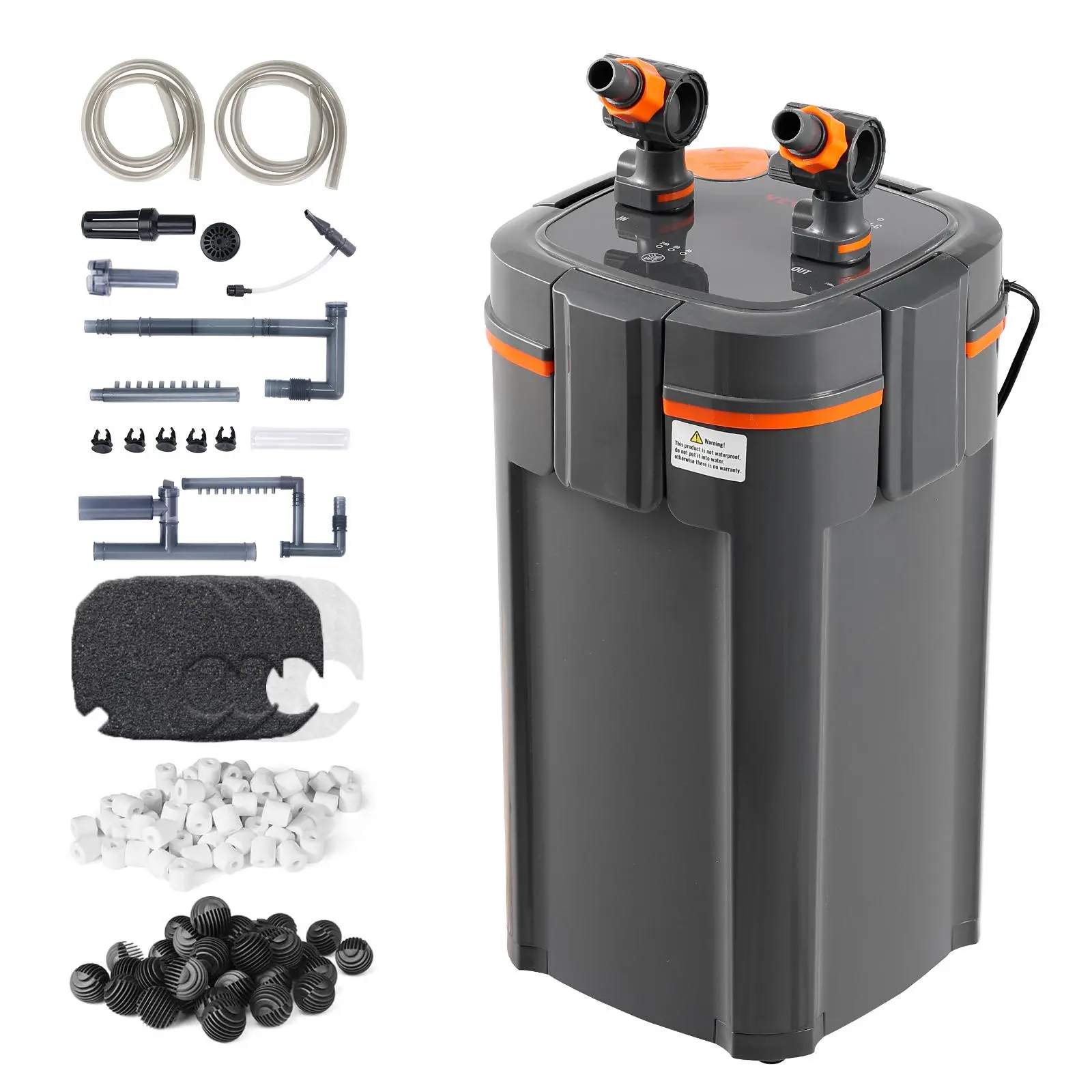 【SummerFinds】VEVOR Aquarium Filter 317GPH, 4-Stage Canister Filter 100 Gallon, Ultra-Quiet Internal Aquarium Filter with UV Protection, Submersible Power Filter with Multiple Function for Fish Tanks, 12W
