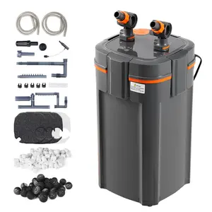 【Summervibes】VEVOR Aquarium Filter 317GPH, 4-Stage Canister Filter 100 Gallon, Ultra-Quiet Internal Aquarium Filter with UV Protection, Submersible Power Filter with Multiple Function for Fish Tanks, 12W