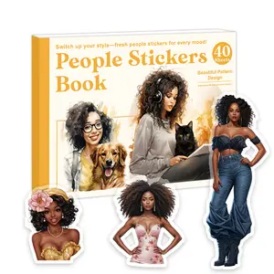 Afro-Aesthetic Adhesive Die-Cut Stickers Set - 40 Sheets, 283 Pcs Black Girl Sticker Book for Scrapbooking, Journaling, DIY Crafts Supplies, Adhesive Stickers Stickers
