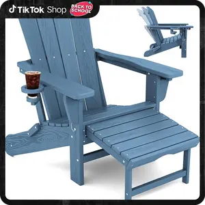 WeCharmer Folding Adjustable Adirondack Chair with Retractable Ottoman Outdoor Lounge