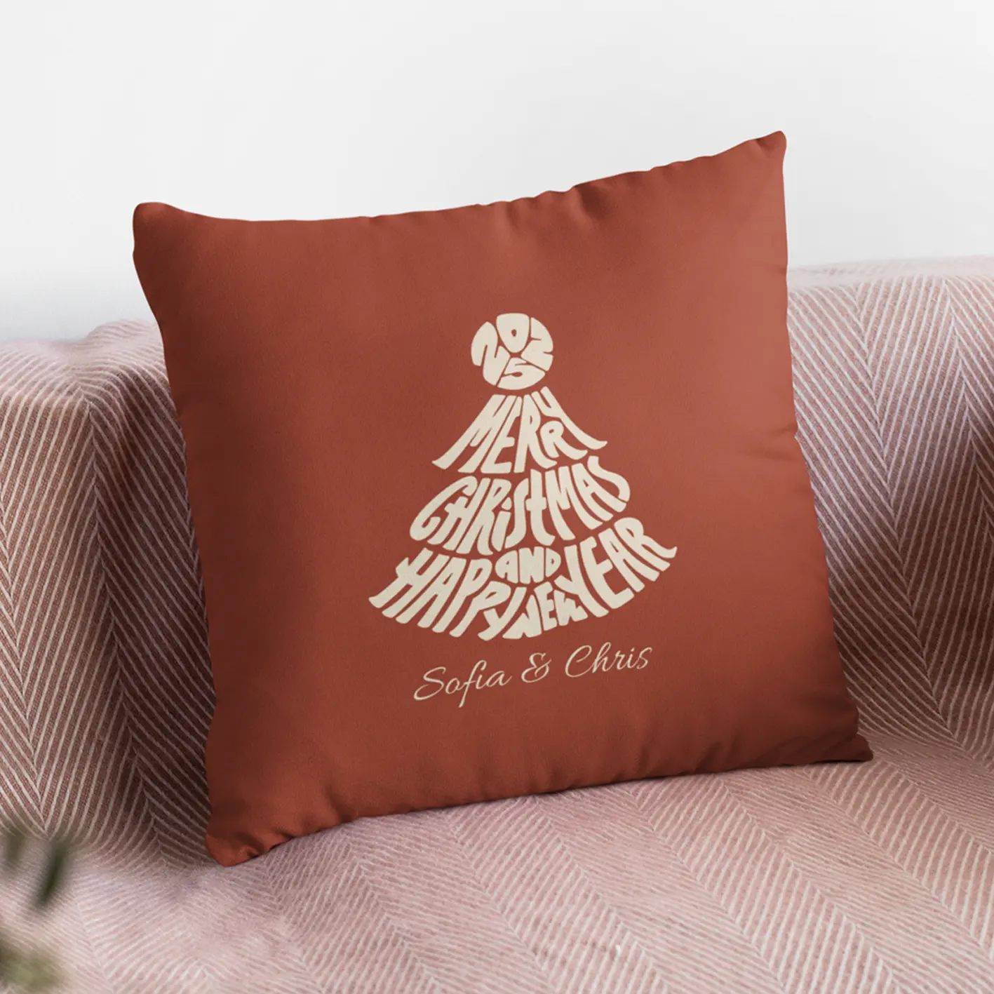 Christmas Gift Red Christmas Tree 18" × 18" Personalized Pillow