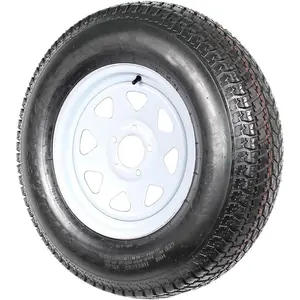 GARVEE Trailer Tires Set ST205/75D14 & ST205/75D15, 6PR Load Range C, 6 Ply, Fuel-Saving Design, Includes 2 Rims with 5 Lug White Spoke Wheels